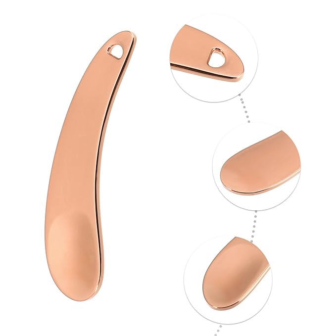 VOCOSTE 4 Pcs Makeup Spatula Mini Spoon, Eye Cream Massage Sticks Beauty Scoop, for Facial Cosmetic Face Cream, Moon Shape 2.13"x0.51", Rose Gold Tone-VivaGrace Women