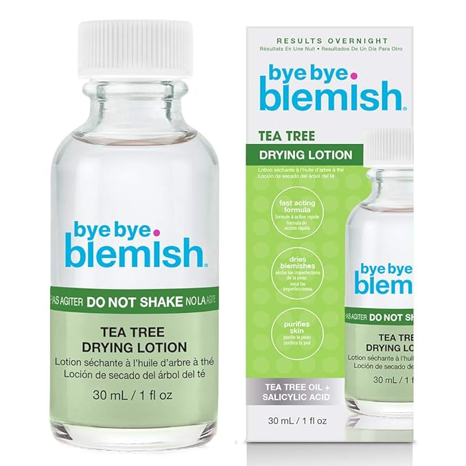 Bye Bye Blemish Tea Tree Drying Lotion, with Tea Tree Oil & Salicylic Acid, Fast-acting Formula, Dries Blemishes, Purifies Skin, 1 fl oz, 1-Pack-VivaGrace Women