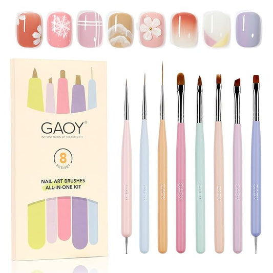 GAOY 8 Pcs Nail Brushes for Nail Art, Nail Design Tools for Nail Detail Painting, French Liner and Dotting Pens for Nail DIY-VivaGrace Women