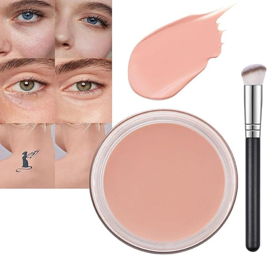 Pot Concealer with Makeup Brush Set,Tattoo Color Correcting Concealer,Full Face Color Correcting Conceal Foundation,Under Eye Concealer Brightener Dark Eye Ring corrector de ojeras (04-LIGHT)-VivaGrace Women