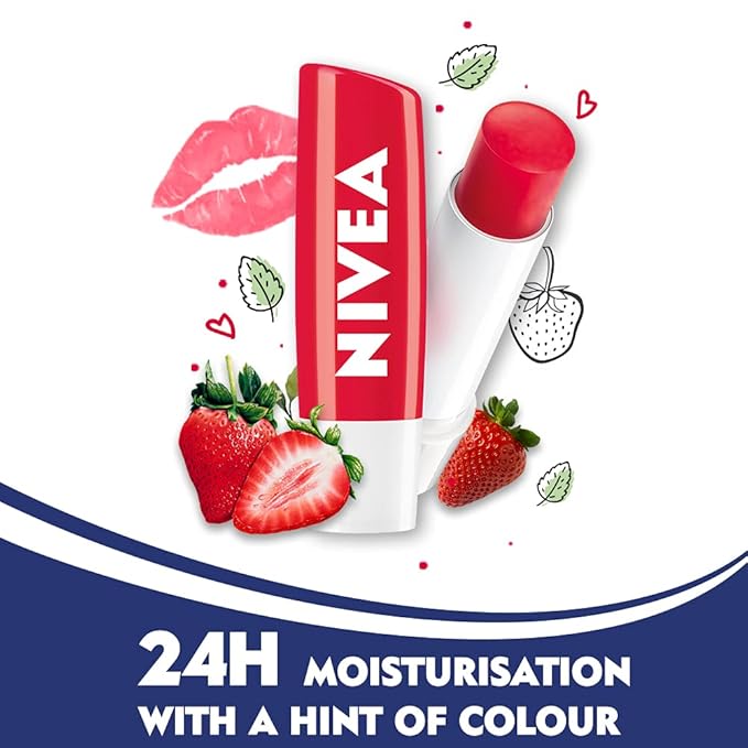 Nivea Lip Care Fruity Shine Strawberry, 4.8g-VivaGrace Women