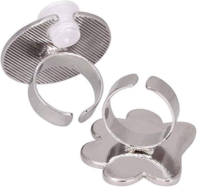 2 Pcs/Lot Mini Manicure Palette Wearable Metal Nail Art Polish Holder Paint Palette Finger Rings Nail Art Tools Palettes Palette Cups-VivaGrace Women