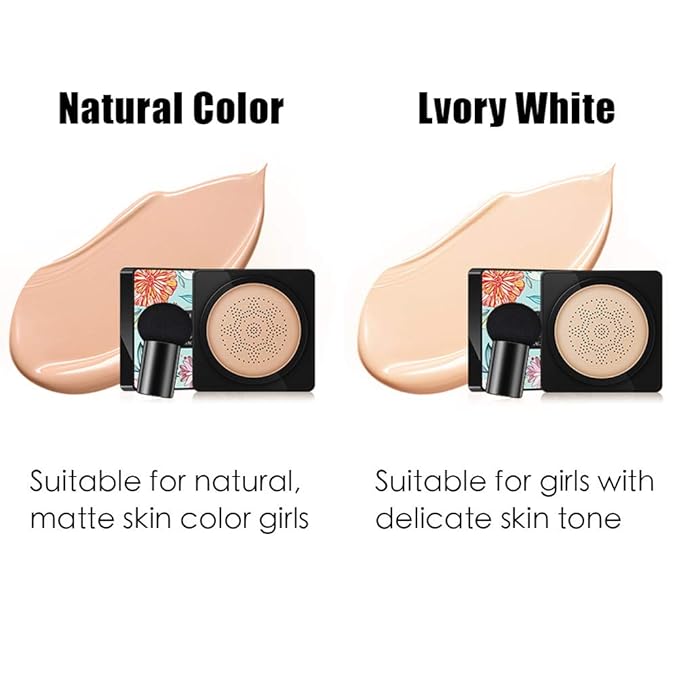 GL-Turelifes Mushroom Head Air Cushion Foundation CC Cream Water Feeling Flawless BB Cream Moisturizing Oil Control, Lightweight & Smoothing Natural Concealer (Natural Color)-VivaGrace Women