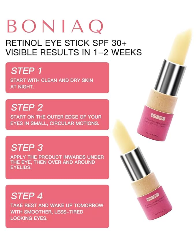 Retinol Eye Stick, Eye Brightener Balm, SPF 30+ Retinol Eye Cream With Hyaluronic Acid, For Dark Circle and Puffiness, Visible Results in 1-2 Weeks, Anti Aging Under Eye Cream for Wrinkles and Bags Reduces Fine Lines, 0.1oz-VivaGrace Women