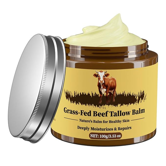 Beef Tallow for Skin, Tallow and Honey Balm, Facial Moisturizer Cream, 100% Organic Grass Fed Whipped Beef Tallow Balm Deeply Moisturizing for Face & Body, Suitable For All Skin Types(3.53oz)-VivaGrace Women