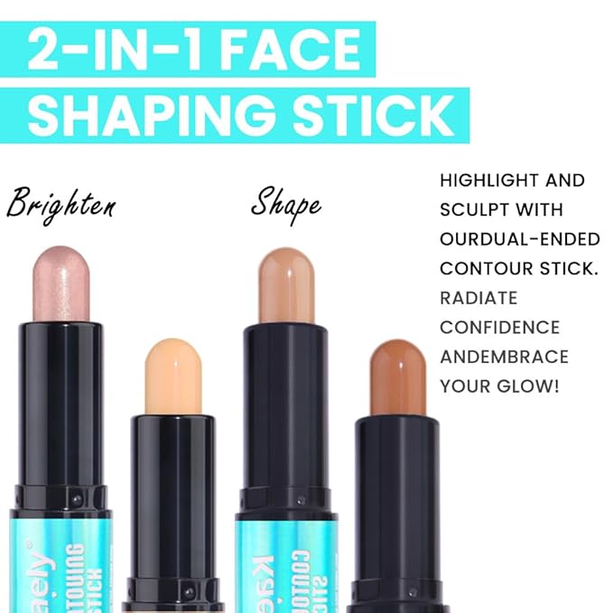 evpct 2in1 Face Shaping & Contouring Stick Cream Contour Concealer Bronzer Stick Makeup Kit for Face Highlighter Makeup Stick contorno maquillaje de maquillaje, NEW Light Medium + ORIGINAL Universal-VivaGrace Women