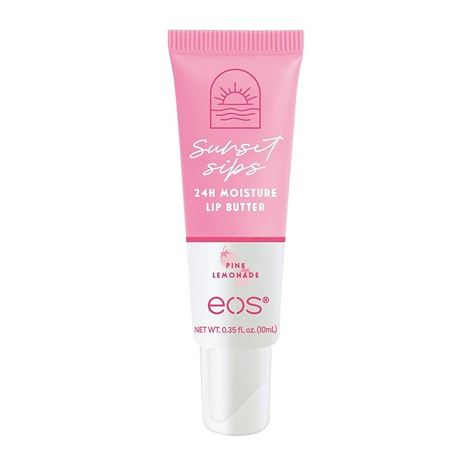 eos Sunset Sips Lip Butter Tube- Pink Lemonade, 24-Hour Moisture, Overnight Lip Mask, Lip Care Products, 0.35 fl oz-VivaGrace Women