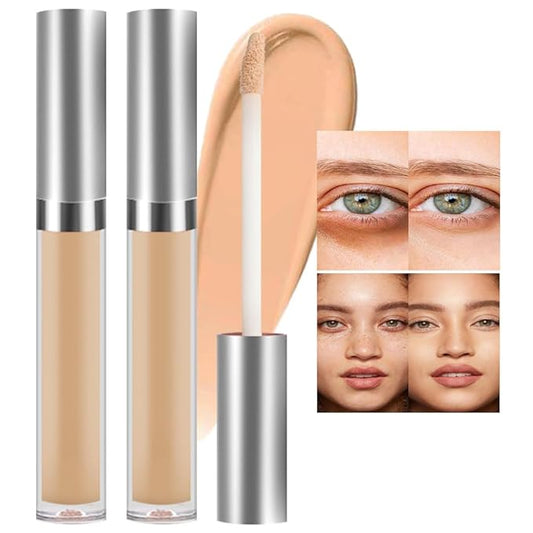 Kaely 2Pcs Hydrating Concealer Wand,Full Coverage Liquid under Eye Concealer,Long Lasting Waterproof Primer Makeup for Dark Circles and Puffiness Trouble Spots Redness,Eye Ring corrector de ojeras 04-VivaGrace Women