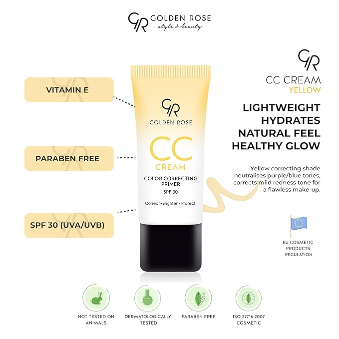 Golden Rose Makeup CC Cream Color Correcting Primer - (Yellow)-VivaGrace Women
