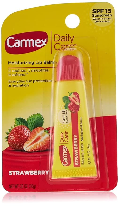 Carmex Daily Care Lip Balm Strawberry SPF 15 0.35 oz (Tube in Blister Pack)-VivaGrace Women