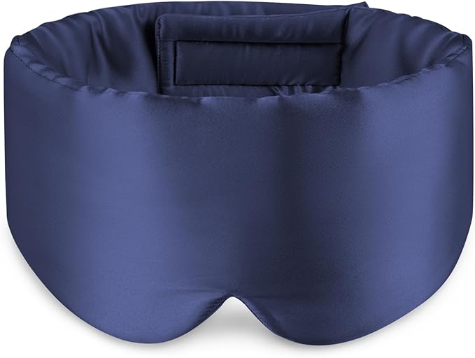 Zenssia 100% Mulberry Silk Sleep Mask Eye Mask for Man and Woman with Adjustable Headband, Full Size Large Sleep Mask & Blindfold for Total Blackout for All Night Sleep, Travel & Nap-Dark Blue-VivaGrace Women