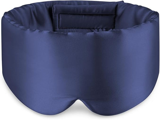 Zenssia 100% Mulberry Silk Sleep Mask Eye Mask for Man and Woman with Adjustable Headband, Full Size Large Sleep Mask & Blindfold for Total Blackout for All Night Sleep, Travel & Nap-Dark Blue-VivaGrace Women