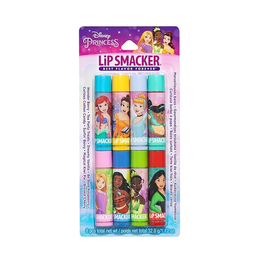 Lip Smacker Disney Princess Flavored Lip Balm Party Pack 8 Count, Clear, For Kids-VivaGrace Women