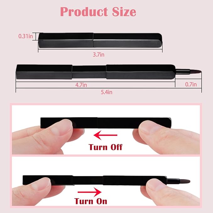Lip Applicator Brush - 3 Pack Exquisite Professional Dustproof Retractable Lip Brush - Makeup Lipstick Lip Gloss Applicators (Black, Silver and Jewelry Red)-VivaGrace Women