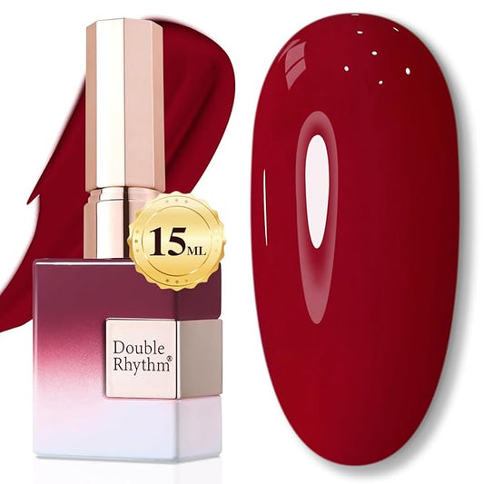 Double Rhythm Translucent Gel Polish Sheer Neutral Natural Light Milky Same Color Same Bottle 15ML Jelly Nail Polish Nail Art DIY at Home (Jelly Burgundy-A1400)-VivaGrace Women