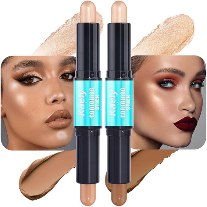 evpct 2in1 Face Shaping & Contouring Stick Cream Contour Concealer Bronzer Stick Makeup Kit for Face Highlighter Makeup Stick contorno maquillaje de maquillaje, NEW Medium + NEW Medium Tan-VivaGrace Women
