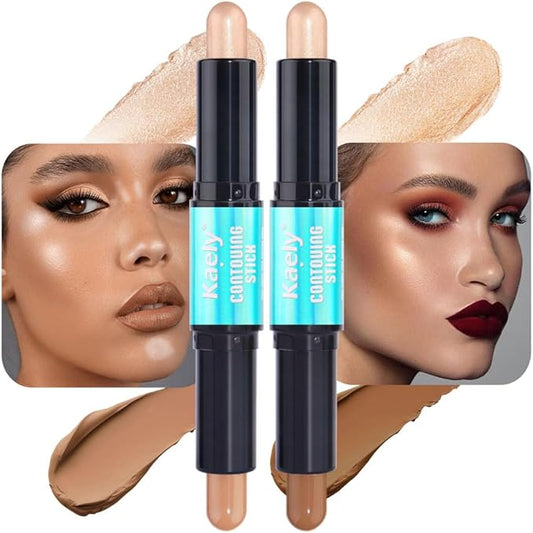 evpct 2in1 Face Shaping & Contouring Stick Cream Contour Concealer Bronzer Stick Makeup Kit for Face Highlighter Makeup Stick contorno maquillaje de maquillaje, NEW Medium + NEW Medium Tan-VivaGrace Women