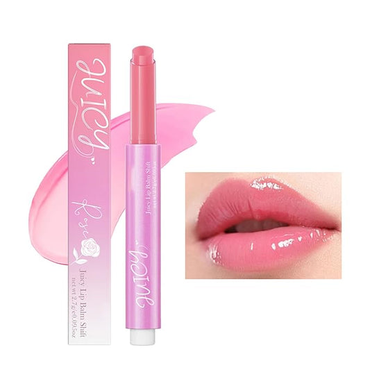 Juicy Lip Plump Shift, Click Melting Lip Balm Lasting Tint Hydrating & Nourishing Lip Care Moisturizer Glossy Color Changing Lip Gloss Non Sticky Lipstick Vegan Tinted Lip Balm (#1 Rose)-VivaGrace Women