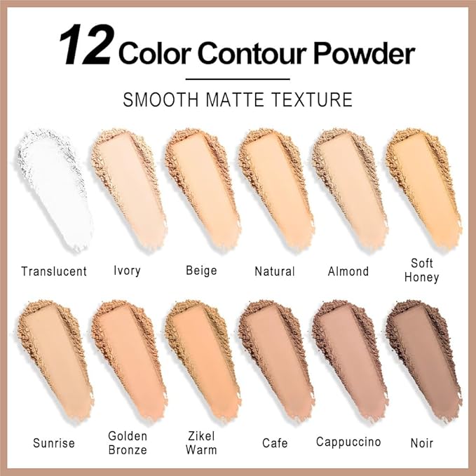 Professional Light Medium Brown Contour Highlight Palette,Multiple Full Coverage Makeup Palet for Correcting, Easy Blending, Long-lasting formula, Sculpt & Highlighting,Matte and Shimmer Finish-12A-VivaGrace Women