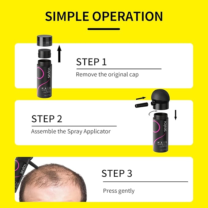 SEVICH Hair Fibers with Spray Applicator - Natural-Looking Hair Thickening Fibers for Men & Women, Instant Fullness, Wind & Water Resistant, Easy Wash Out, 25g (Medium Brown)-VivaGrace Women