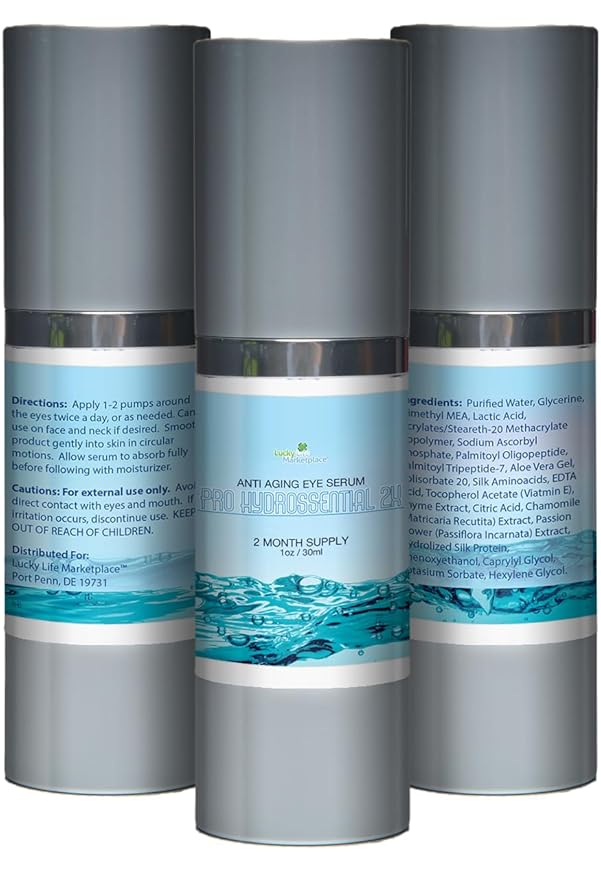 Pro Hydrossential 2x Serum - Anti Aging Eye Serum - Help Improve Dark Circles, Puffy Eyes, Wrinkles, & Eye Bags - Exfoliating Vitamin C Serum with Lactic Acid - Aid Collagen Production & Soothe Skin-VivaGrace Women