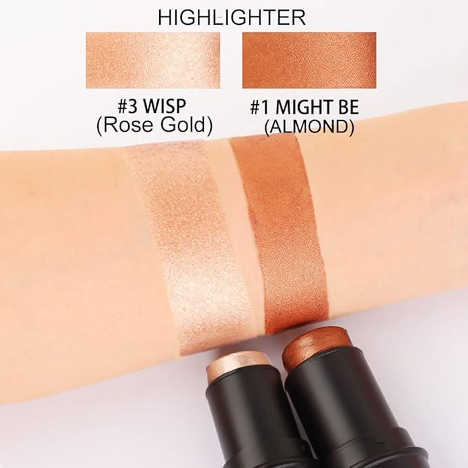 evpct 2Pcs Cream Contour Foundation Stick for Neutral Skin, Highlighter & Bronzer Pen Face Brightens & Shades Pencil Highlighting Shade Longwear Makeup Highlight Bronzer Shaping Trimming Stick, 01&03-VivaGrace Women