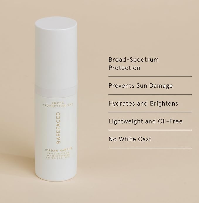 Barefaced Sheer Protection SPF 50+ – Broad-Spectrum Face Sunscreen for women with Zinc Oxide, Niacinamide & Hyaluronic Acid – Oil-Free UV Protection, Hydration & Anti-Aging with Universal Tint (60ml)-VivaGrace Women