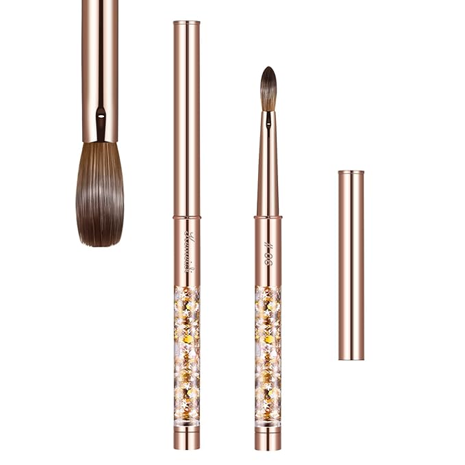Acrylic Nail Brush Size 6,KEMEISI 100% Pure Kolinsky Nail Art Brushes Sturdy Handle Oval Shaped Acrylic Powder Nail Design Tools for Professional Manicure DIY Home Salon (Gold)-VivaGrace Women