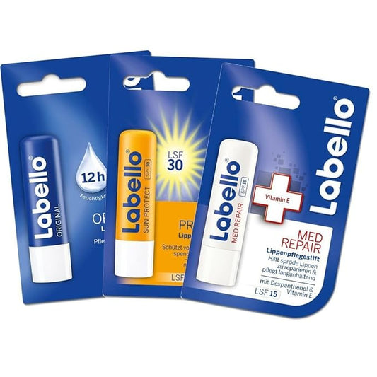 Labello Lib Balm (1x Original, 1x MED Repair, 1x Sun Protect LSF 30) Bundle-VivaGrace Women