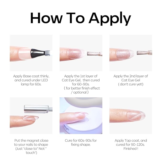 Modelones Cat Eye Gel Nail Polish, 6 Colors Glitter Summer Pink Blue Green Blue Gel Polish Set with Magnet Sparkle Translucent Nail Polish Kit Soak Off Led Nail Art Manicure Salon DIY Gifts-VivaGrace Women