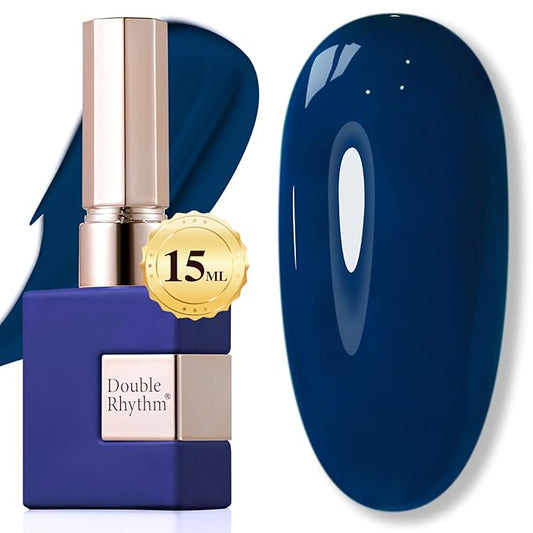 Double Rhythm 0.5Oz Navy Blue Gel Polish Sheer Neutral Natural Light Milky Same Color Same Bottle 15ML Jelly UV Nail Art DIY at Home (Navy Blue-A1107)-VivaGrace Women