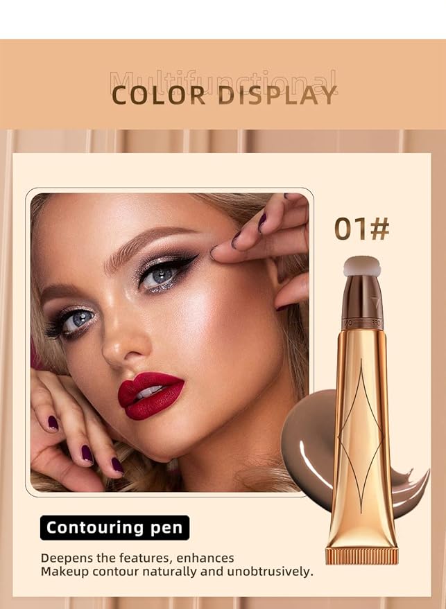 3 Color Contour Beauty Wand, Highlighter ，Blush，Face Concealer Contouring with Cushion Applicator Long Lasting & Smooth Matte Finish Liquid Illuminator Makeup Stick .(01#Contour +03#Blush+06#Highlighter)-VivaGrace Women