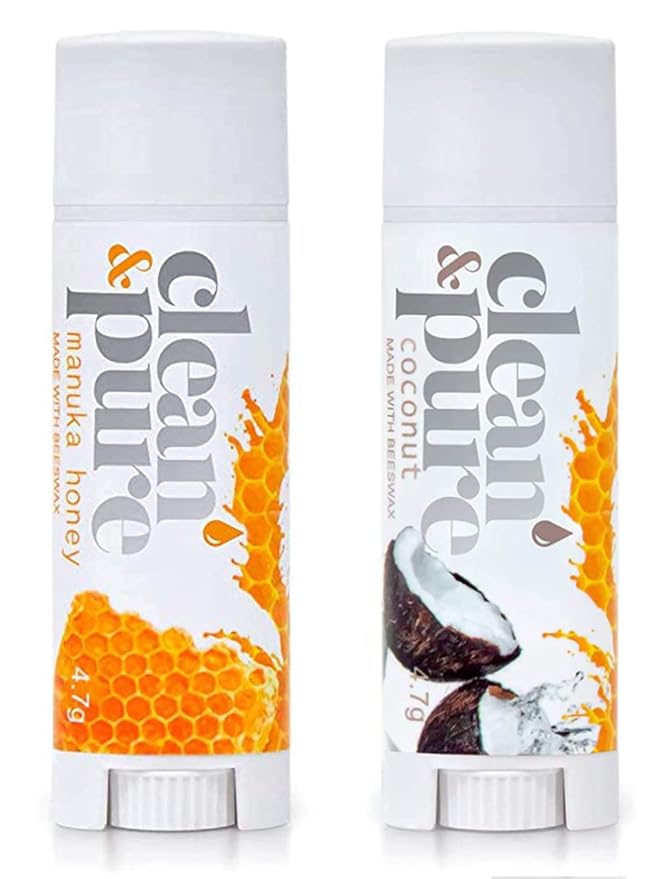 Lip Balm 2-Pack (Manuka Honey & Coconut) | Lip Care Set With 100% All Natural Beeswax | Vitamin E Oil…-VivaGrace Women