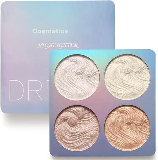 Highlighter Makeup Palette,Highlighter Palette Illuminator Powder Palette White Highlighter Baked Waterproof Long Lasting Brilliant Lighten Skin Color Face Contour Powder Makeup Highlighter-VivaGrace Women