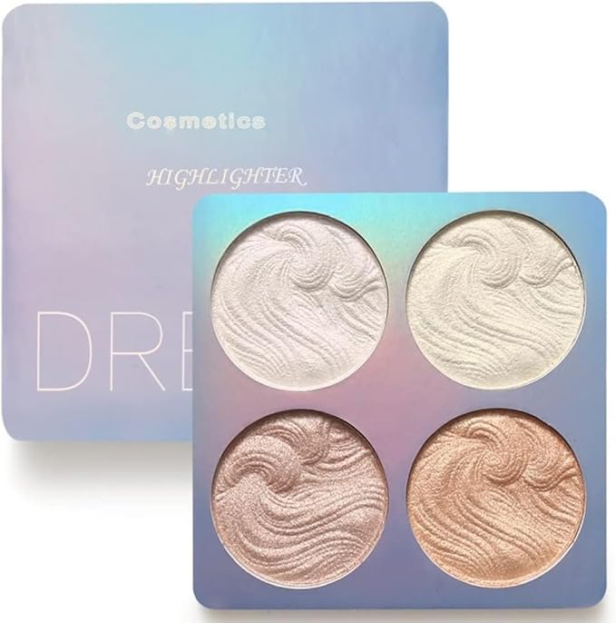 Highlighter Makeup Palette,Highlighter Palette Illuminator Powder Palette White Highlighter Baked Waterproof Long Lasting Brilliant Lighten Skin Color Face Contour Powder Makeup Highlighter-VivaGrace Women