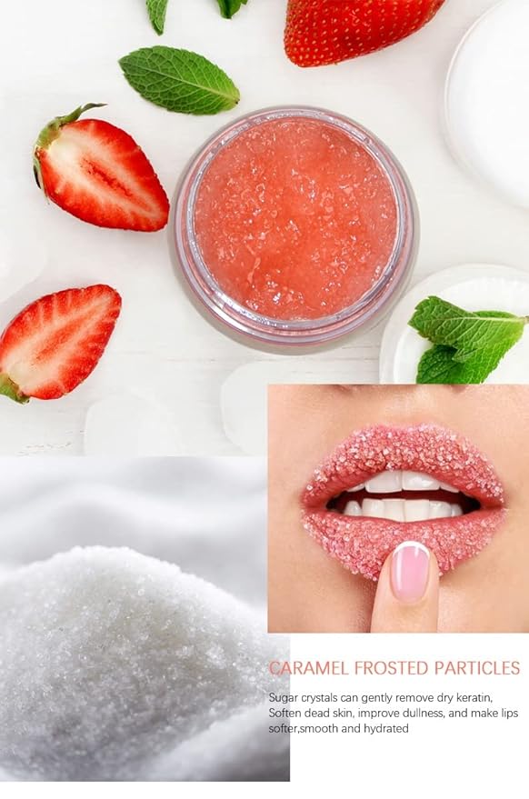 Strawberry Lip Scrub Exfoliating Moisturizing and Repairing and Lips Softening| Cruelty-free| Exfoliator-VivaGrace Women
