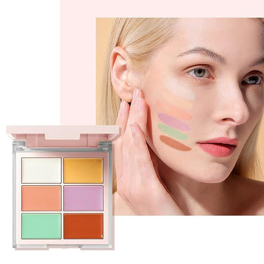 MAEPEOR Face Conceal Contour Palette 6 Colors Full Coverage and Lightweight Concealer Contour Palette Waterproof Long Lasting Contour Palette (Color 01)-VivaGrace Women