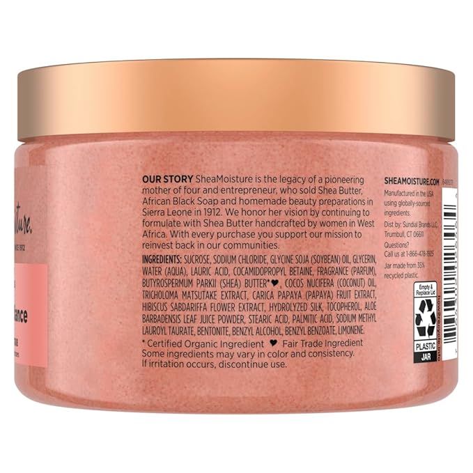 SheaMoisture Shea Sugar Body Scrub For Glowing Radiance Coconut Hibiscus Glowing Radiance Body Scrub With 24h Shea Moisture Nutrients 12 oz-VivaGrace Women