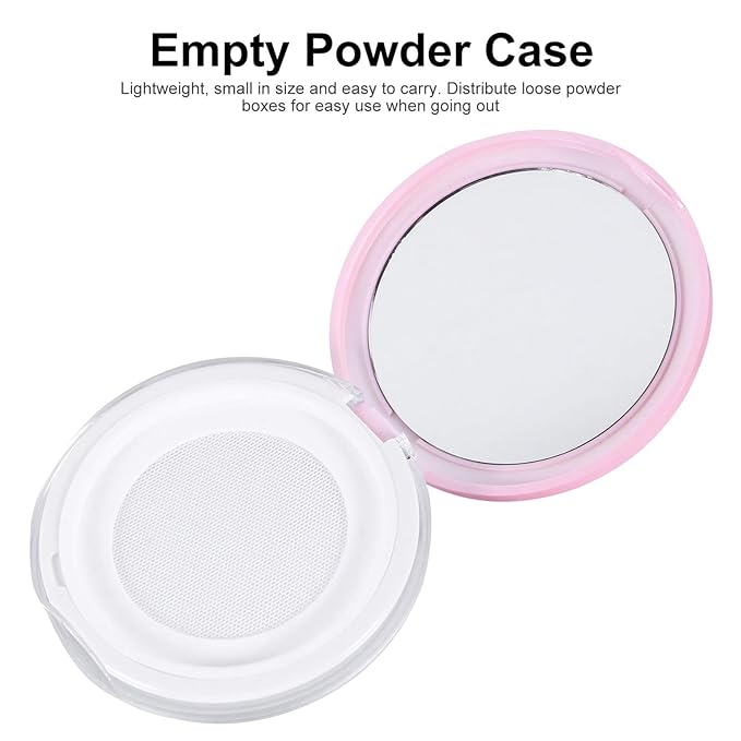Powder Puff 2pcs Loose Powder Containers with Elasticated Net Sifter, Mirror and Puff 5g Loose Powder Compact Case Case for DIY Makeup and Travel () Cushion Foundation-VivaGrace Women