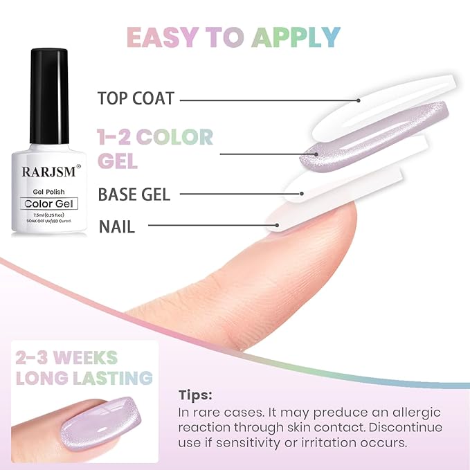 RARJSM Sparkle Diamond Cat Eye Gel Nail Polish Set 6 Colors Nude Pink Milky Jelly Purple Green Blue Silver Glitter Cateye Gel Polish with Magnet Stick UV LED Curing Requires Soak Off Home Salon Diy-VivaGrace Women