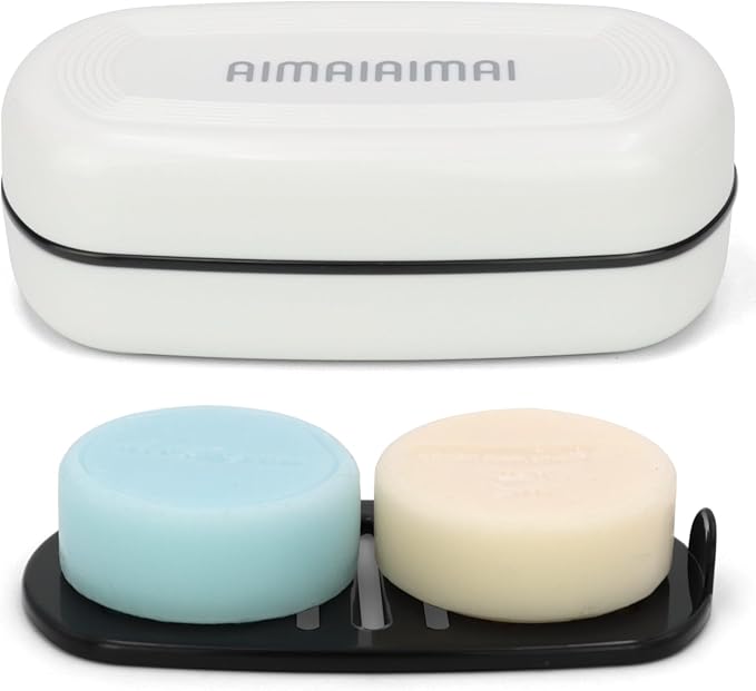 Shampoo Bar Holder Travel Case, Large Soap Holder for 5 oz/10 oz Oversized Bars, Durable & Versatile Storage Soap Container with Drainage Layer (1 Pack, White Style A-Large)-VivaGrace Women