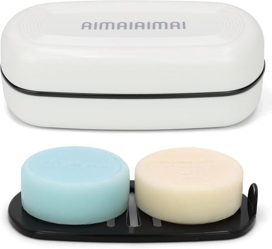 Shampoo Bar Holder Travel Case, Large Soap Holder for 5 oz/10 oz Oversized Bars, Durable & Versatile Storage Soap Container with Drainage Layer (1 Pack, White Style A-Large)-VivaGrace Women