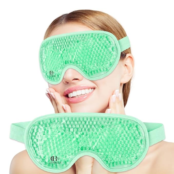 Cooling Eye Mask Gel Eye Mask Reusable Cold Eye Mask for Puffy Eyes, Eye Ice Pack Eye Mask with Soft Plush Backing for Dark Circles, Migraine, Stress Relief-VivaGrace Women