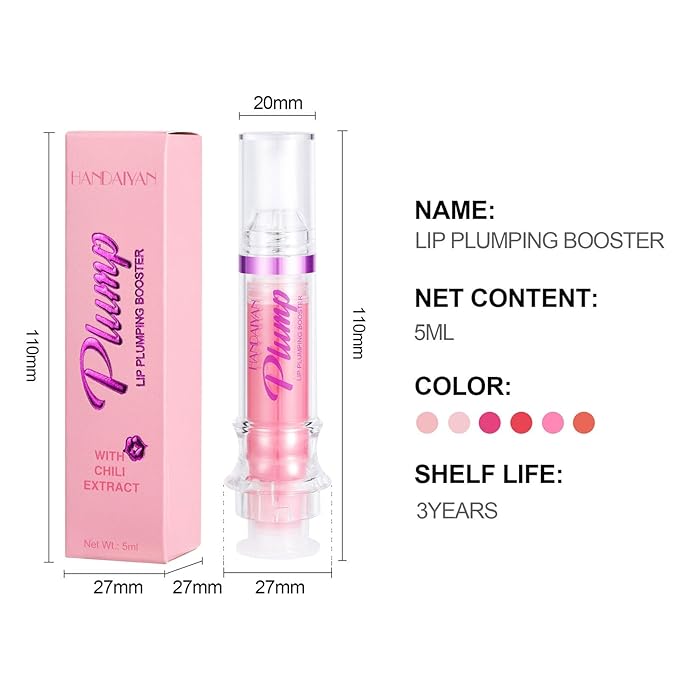 Lip Plumping Booster, Plumping Lip Oil with Chili Extract, Plump & Pout Lip Plumper, Slightly Spicy Lip Plumping Gloss, Fuller Lips Instantly, Hydrating, High-Shine-VivaGrace Women
