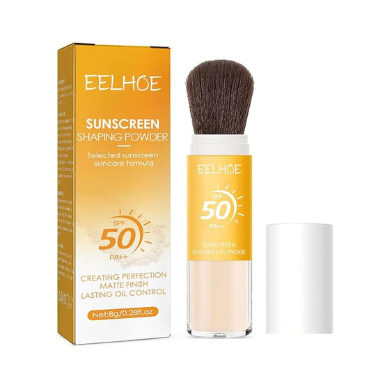 Mineral Sunscreen Setting Powder, Mineral Brush Setting Face Powder Makeup SPF 50 PA++ for All Skin, Oil Control Lightweight Breathable Concealer Brush Powder, Matte Smooth Translucent Face Powder-VivaGrace Women