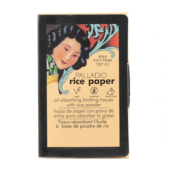 Palladio Rice Paper Facial Tissues for Oily Skin, Face Blotting Sheets Made from Natural Rice, Oil Absorbing Paper with Rice Powder, 2 Sided, Instant Results, Warm Beige, 40 Count (Pack of 3)-VivaGrace Women