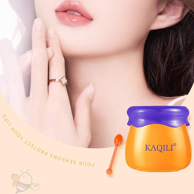 Honey Lip Balm Pot, Propolis Lip Mask, Strawberry Hydrating Propolis Lip Sleeping Mask, Prevent Dry&Cracked, Lip Repair Nourishes the Lip Skin (strawberry & blueberry & peach & avocado)-VivaGrace Women