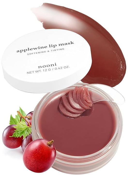 NOONI Applewine Korean Lip Tinting Butter | Natural Lip Balm with Wine Extract, Smoothing & Red Lip Mask, Exfoliator Balm for Dry Lips, Lip Treatment with Shea Butter and Vitamins, Vegan, 42 oz.-VivaGrace Women