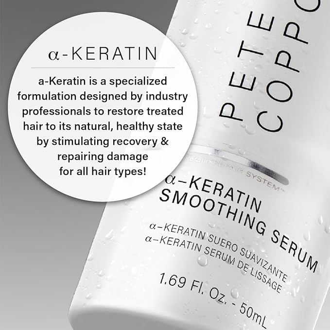 Peter Coppola a-Keratin Smoothing Serum - Lightweight Serum Adds Shine & Moisture To Frizzy And Damaged Hair - Hair Repair Serum With Argan Oil Conditions & Hydrates Frizz & Split Ends 1.69 oz-VivaGrace Women