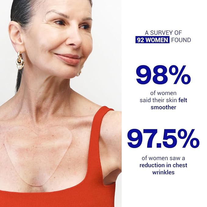 Wrinkles Schminkles Chest Wrinkle Patch & Cleanser Starter Pack - Set of Reusable Chest Silicone Wrinkle Patch + Patch Cleanser (2 oz) Maximise Uses - Smooth & Prevent Chest & Décolletage Wrinkles-VivaGrace Women